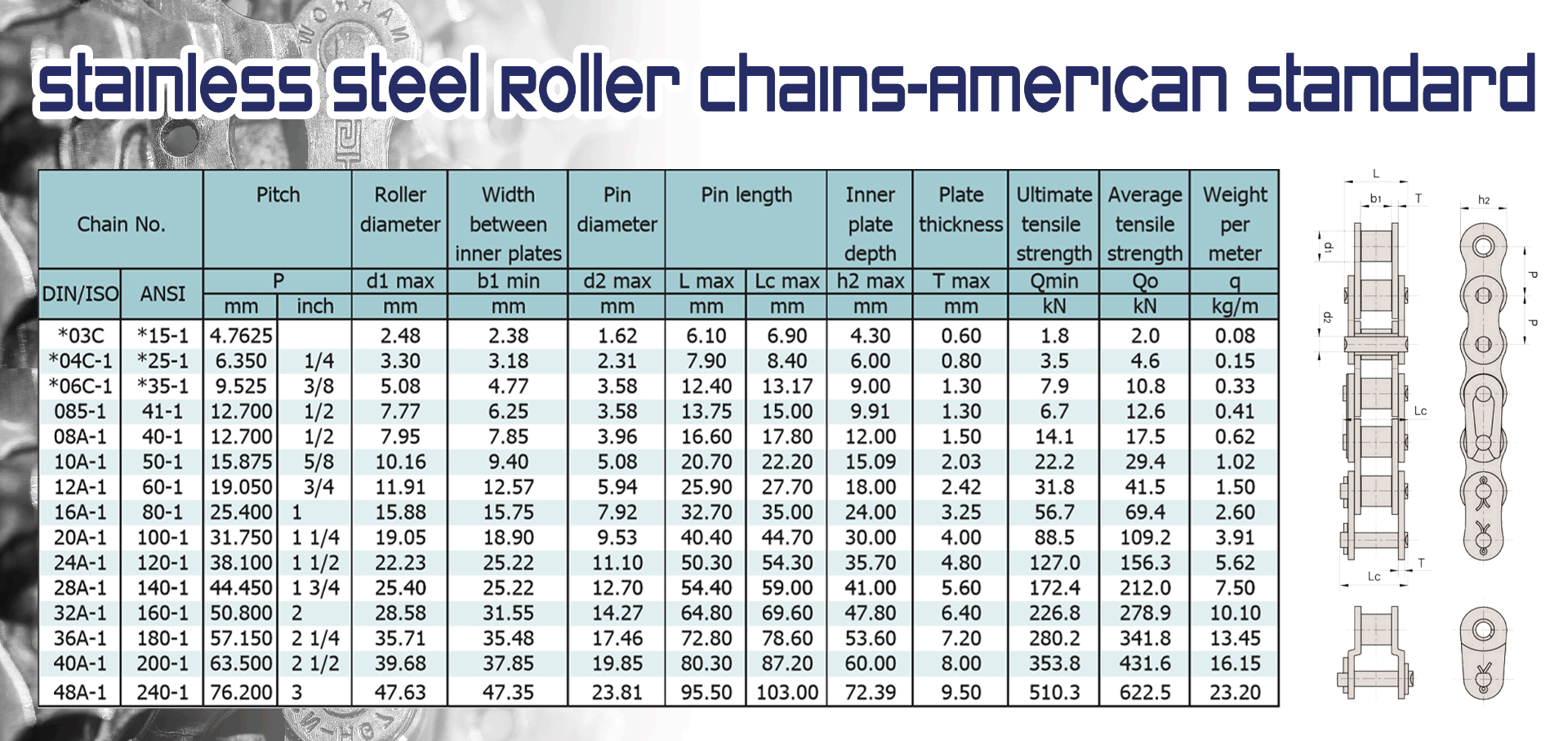 Stainless Steel Roller Chains-American Standard โซ่ขับสแตนเลส มาตรฐานอเมริกา